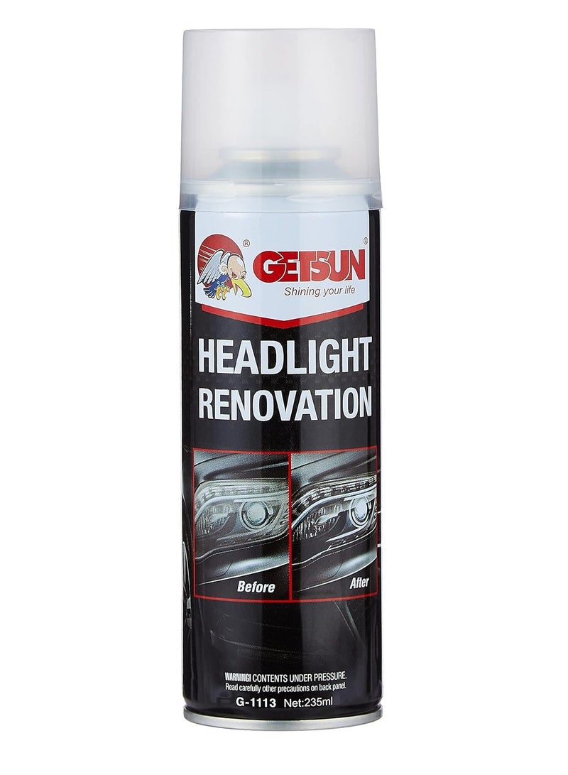 GETSUN Headlight Renovation Spray 235ml | Restore Clarity and Shine | Quick and Effective Headlight Cleaner