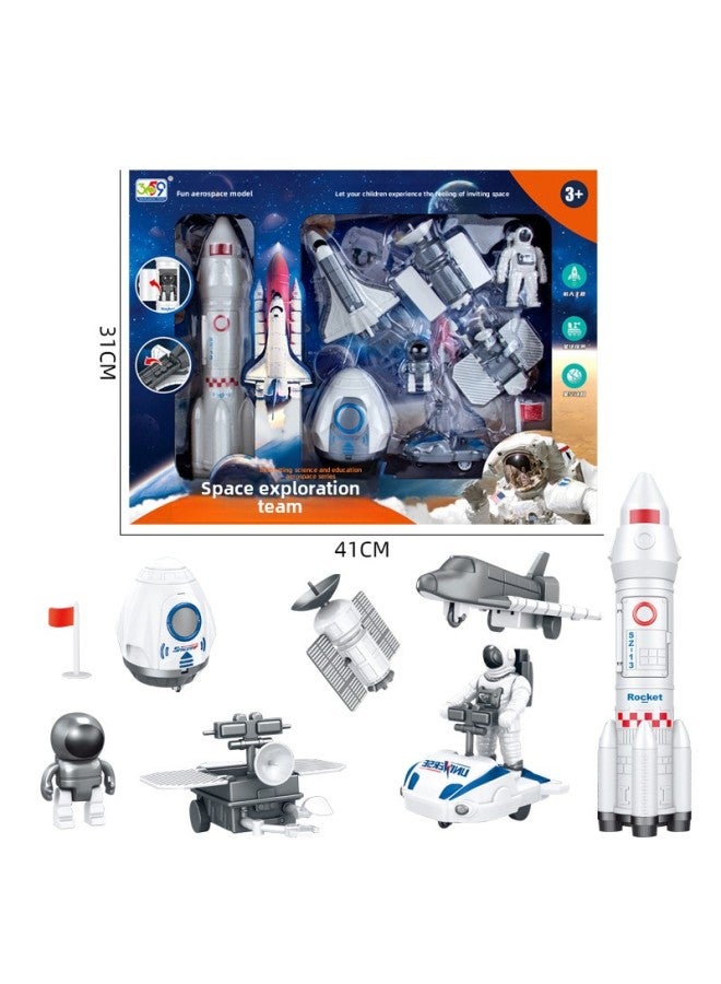 Model Tank Aircraft Shopping Mall Supermarket Supply Boy Rewards Children's Suit Plate Tableware Toys-Color:53776 [big] Boxed [Space Exploration Team Model] B669-79  - Image 1