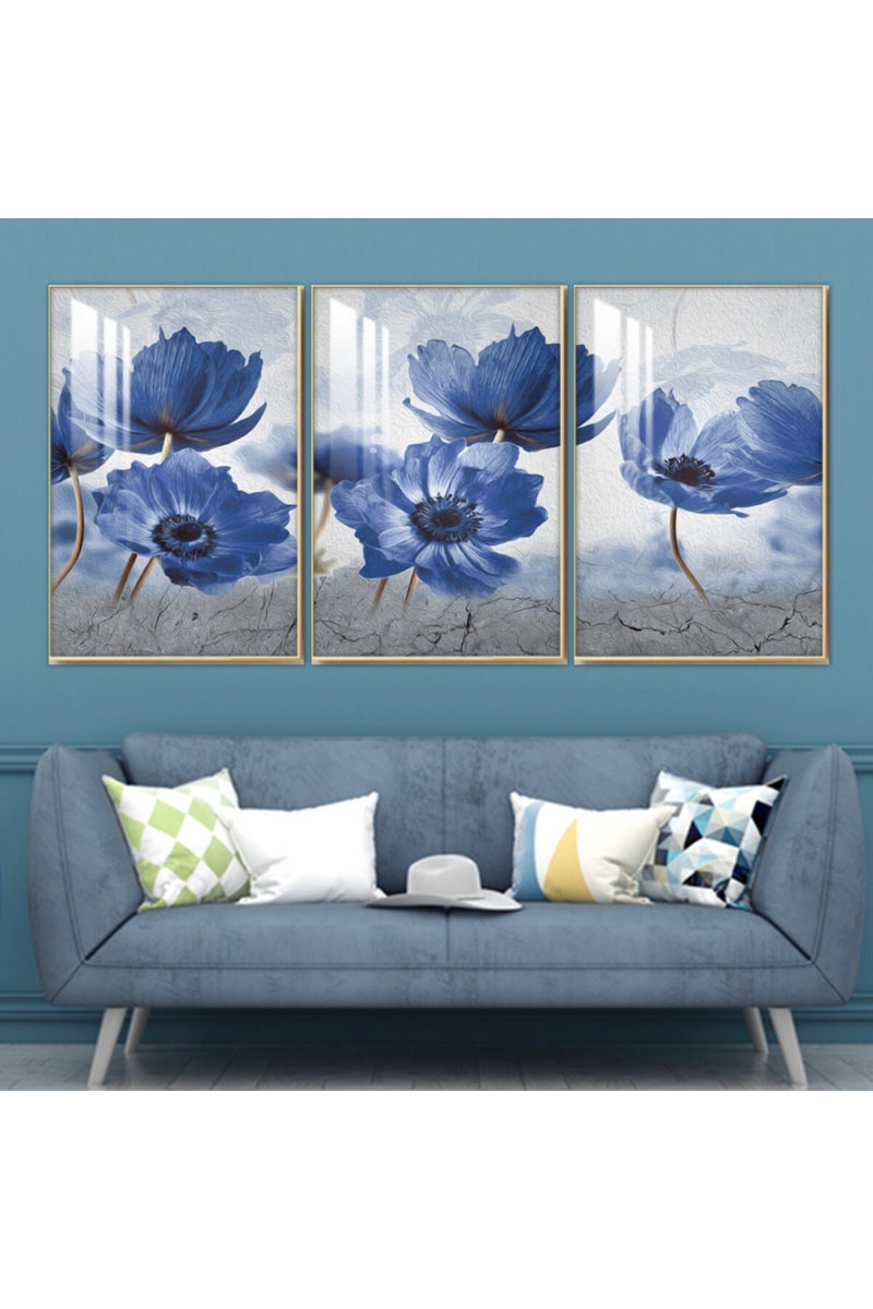 Marktna Three wooden wall painting with a frame and a clear acrylic layer - Image 1