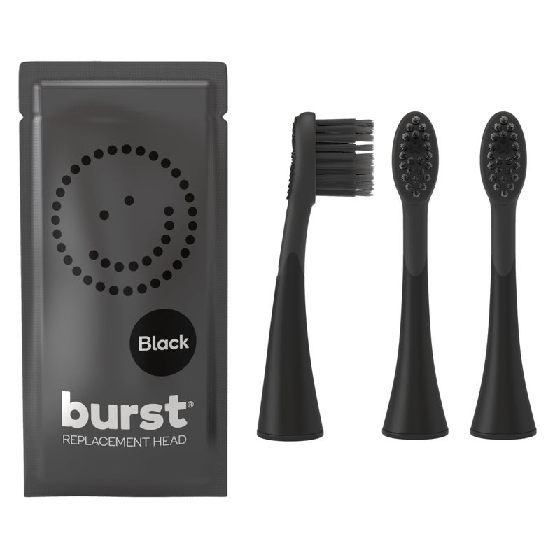 BURST Genuine Replacement Heads for Original Sonic Electric Toothbrush (Black/3 Pack) | Ultra Soft Bristles for a Deep Clean | Stain & Plaque Removal - Image 1