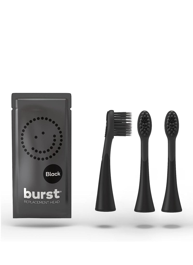 BURST BURST Toothbrush Heads - Genuine BURST Electric Toothbrush Replacement Heads for BURST Sonic Toothbrush – Charcoal Soft Bristles for Deep Clean, Stain & Plaque Removal - 3-Pack, Black  - Image 1