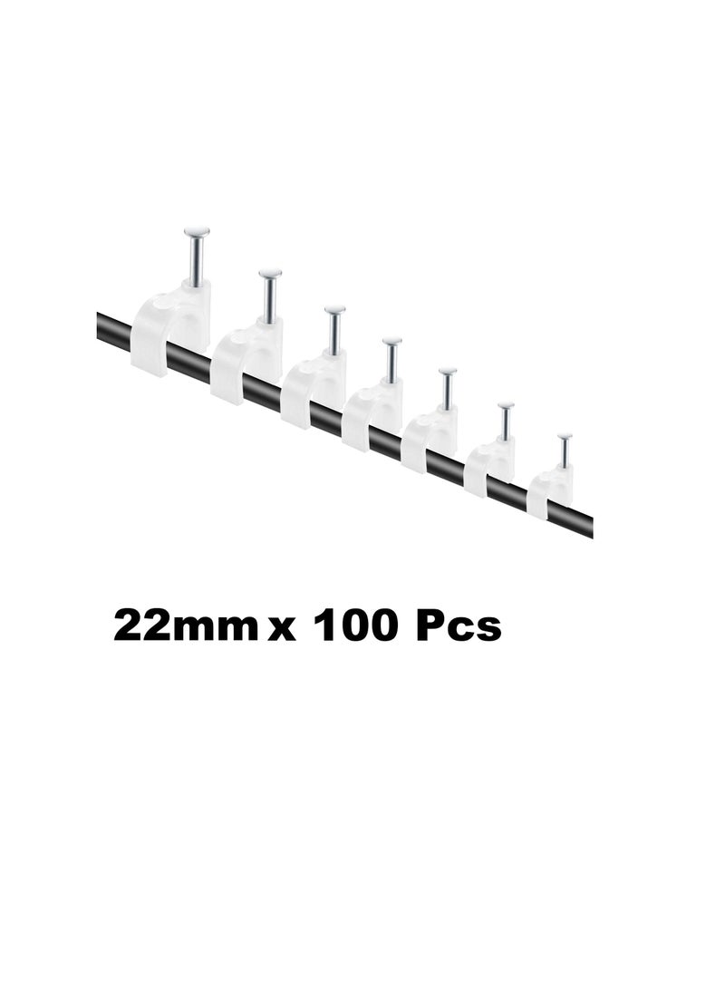 Electrical Cable Wire Round Clips Steel Nails Tacks Holder for Organizing Electric Wires Cables Lines White 22mm  100Pcs  - Image 2