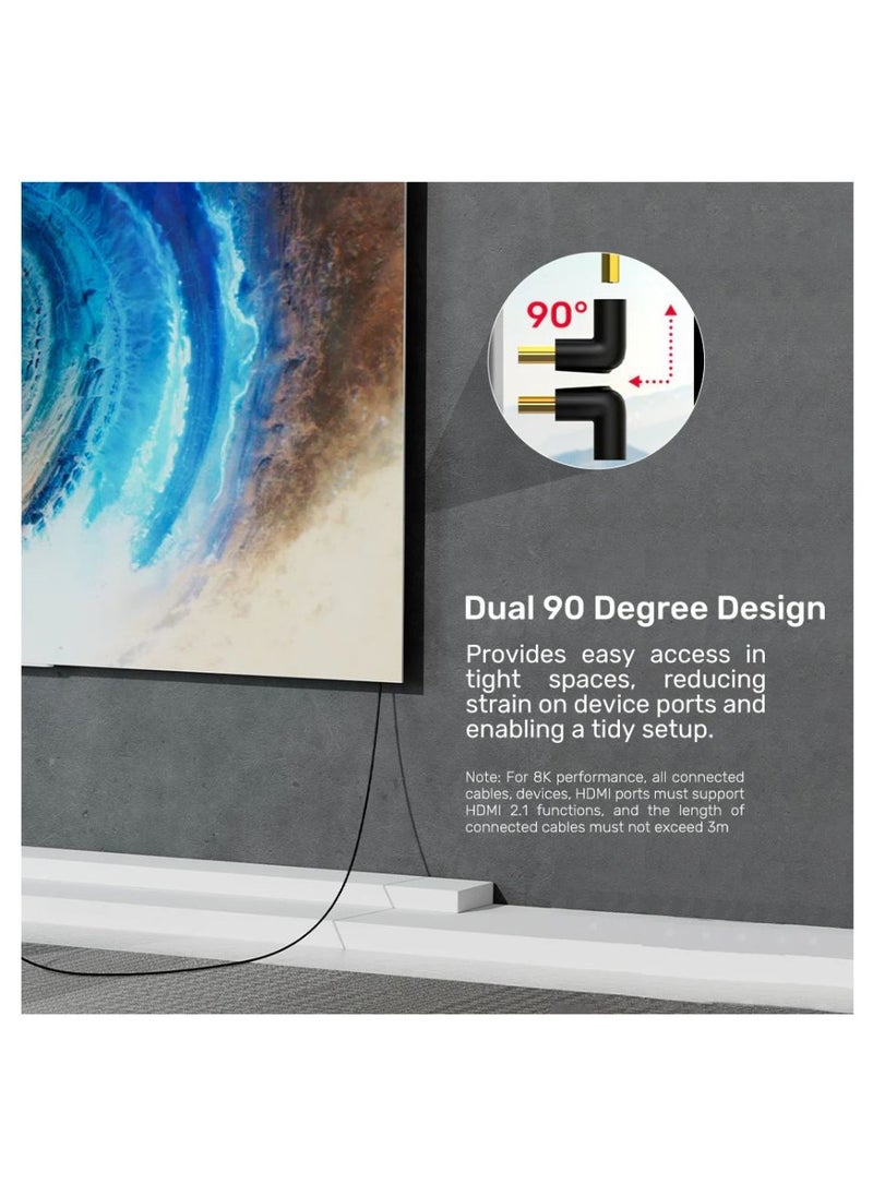 UNITEK UNITEK 8K Ultra High Definition HDMI Right Angle Adapter – Flexible 90 and 270 Degree Rotatable Connector for Space-Saving, High-Speed 48Gbps HDMI 2.1 Compatibility  - Image 3