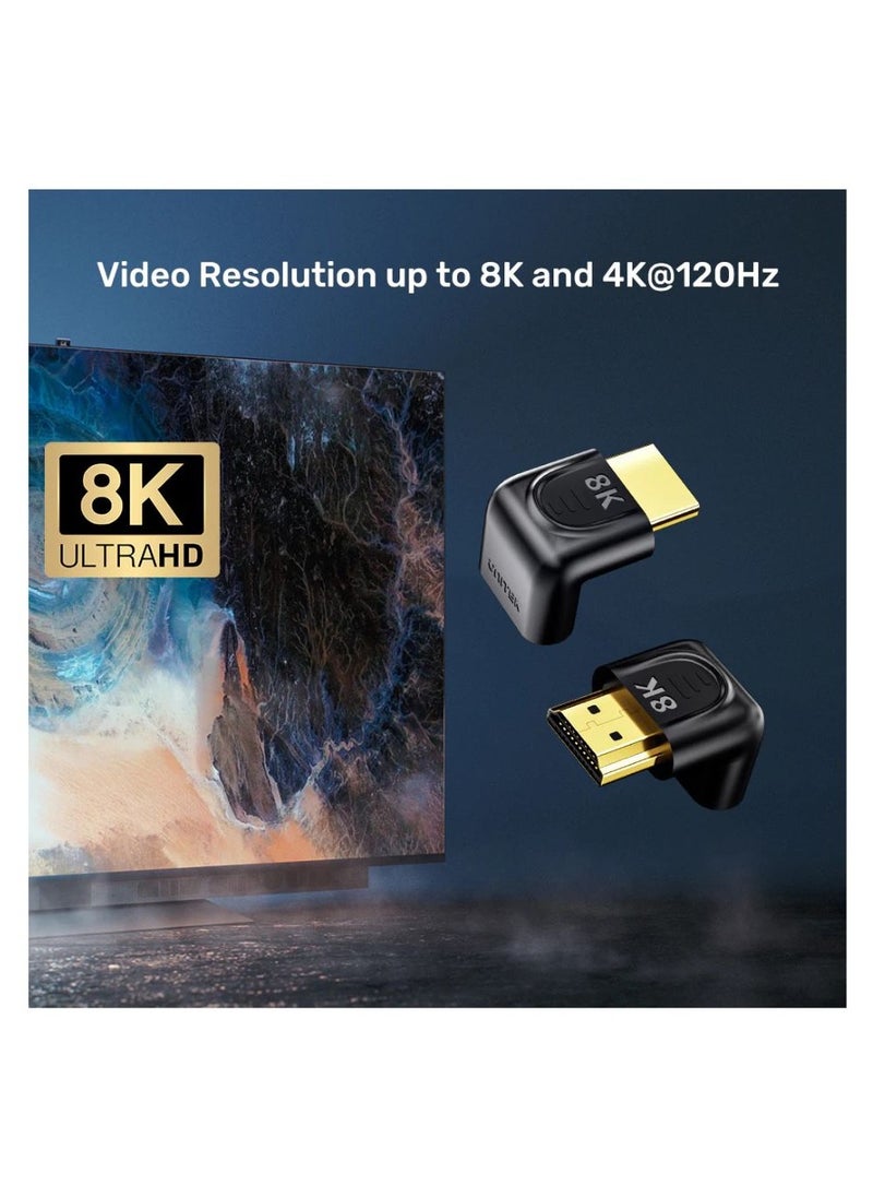 UNITEK UNITEK 8K Ultra High Definition HDMI Right Angle Adapter – Flexible 90 and 270 Degree Rotatable Connector for Space-Saving, High-Speed 48Gbps HDMI 2.1 Compatibility  - Image 5