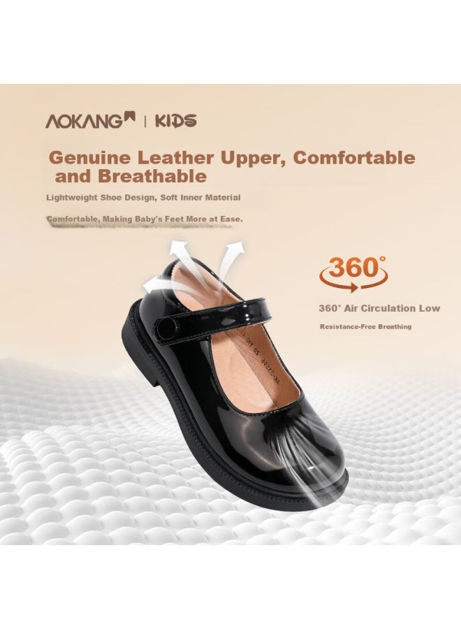 Aokang Kids Girls Soft Sole Mary Jane Princess Shoes Black Performance Shoes Spring New Model - Image 1