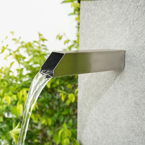 Aquadock 2 Inch 316 Stainless Steel Square Outdoor Water Fountain Spout Waterfall Spillway Scupper with Integrated Spray Baffle for Landscape Decors Pools Ponds Water Walls Silver - Image 3