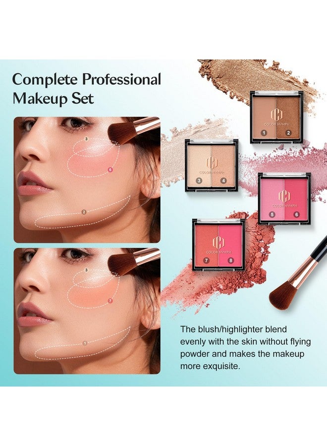 كولور_نيمف مجموعة مكياج Color Nymph الكل في واحد، هدايا تجميلية للفتيات المراهقات، مجموعة مكياج للسفر، 4 صواني، حقيبة قطار للمبتدئين، تتضمن ظلال العيون، هايلايتر، ملمع شفاه، أحمر خدود، خافي عيوب، فرشاة، محدد عيون، مرطب شفاه - Image 2