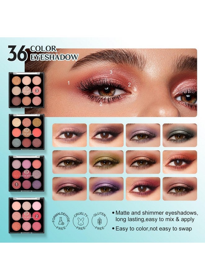 كولور_نيمف مجموعة مكياج Color Nymph الكل في واحد، هدايا تجميلية للفتيات المراهقات، مجموعة مكياج للسفر، 4 صواني، حقيبة قطار للمبتدئين، تتضمن ظلال العيون، هايلايتر، ملمع شفاه، أحمر خدود، خافي عيوب، فرشاة، محدد عيون، مرطب شفاه - Image 3