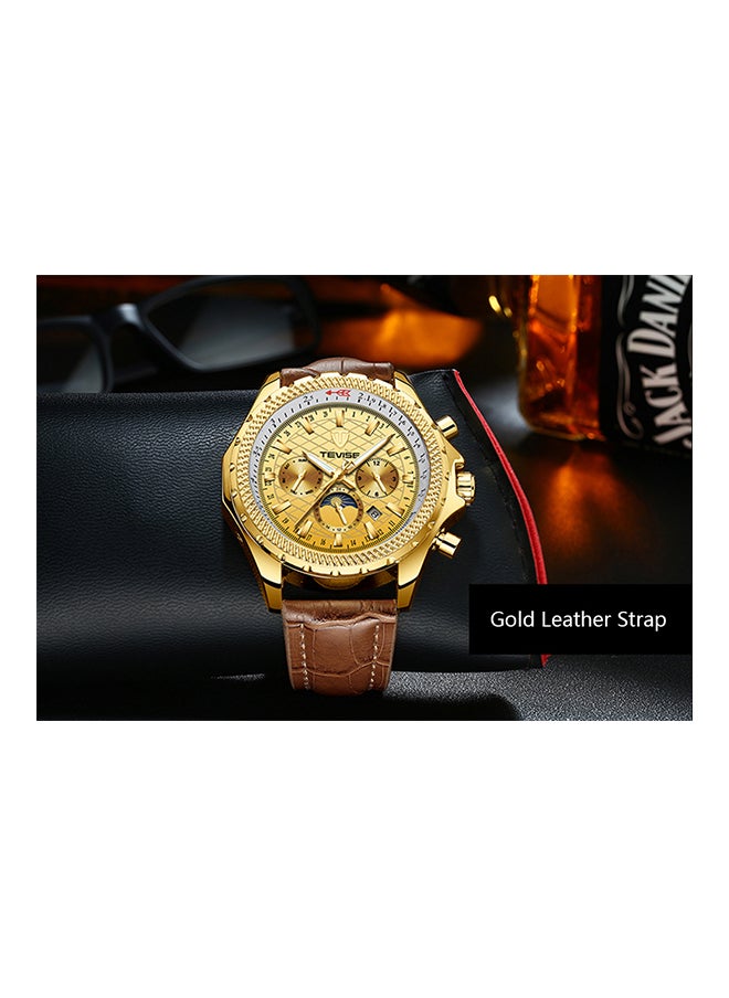 Tevise men Stainless Steel BAnd Mechanical Watch - 47 mm - Brown  - Image 2