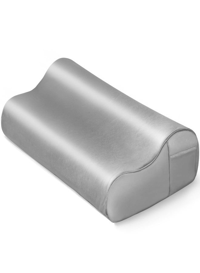 Zelimun Thickened Satin Pillowcase for Contour Pillows, Cervical Pillow Case with Side Pocket, 24" x 14" x 5.1"/3.5" Soft Cover for Sleeping (Grey) - Image 1