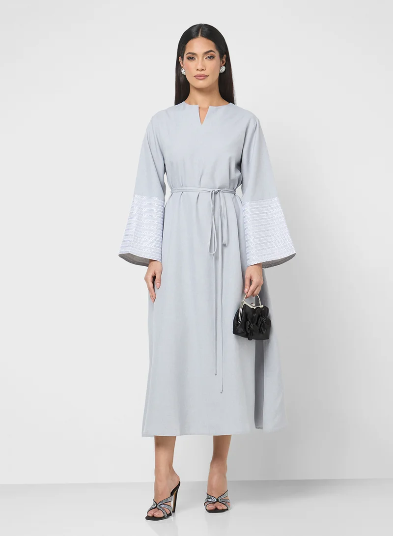 خزانة Abaya With Patterned Sleeves