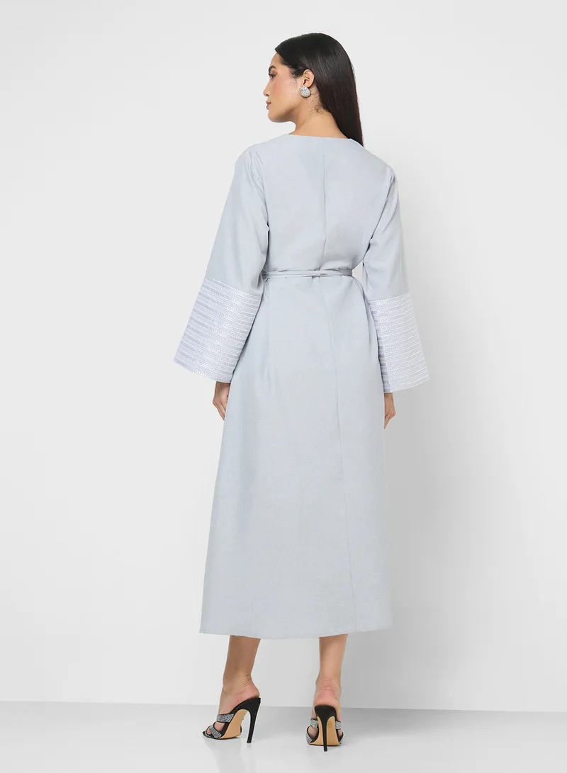 خزانة Abaya With Patterned Sleeves