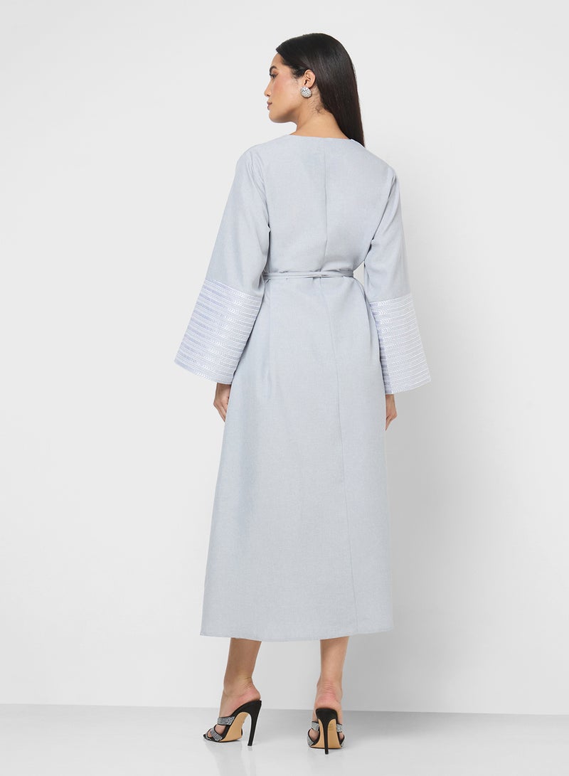 Khizana Abaya With Patterned Sleeves - Image 2