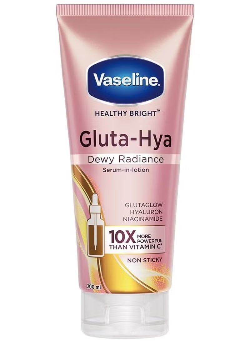 فازلين جلوتا هيا ديوي راديانس 200 مل سيروم في لوشن معزز بالغلوتا جلو للحصول على بشرة أكثر إشراقًا بشكل واضح من الاستخدام الأول - Image 2