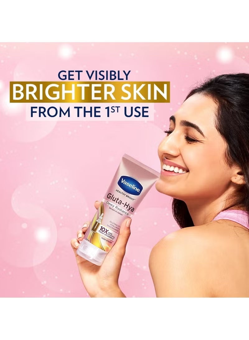 فازلين جلوتا هيا ديوي راديانس 200 مل سيروم في لوشن معزز بالغلوتا جلو للحصول على بشرة أكثر إشراقًا بشكل واضح من الاستخدام الأول - Image 3