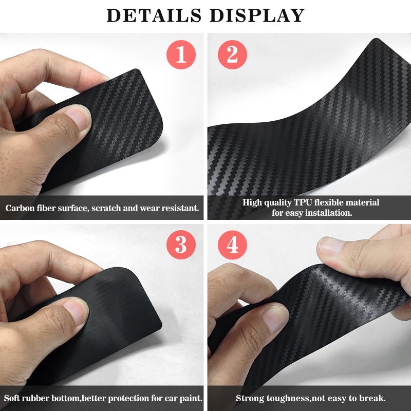 Ruautumn No Adhesive Magnetic Car Door Sill Protector, Anti-Scratch Carbon Fiber Door Entry Guard, Universal Door Threshold Protector Cover Fits for Most Cars(Carbon Fiber Black) - Image 4
