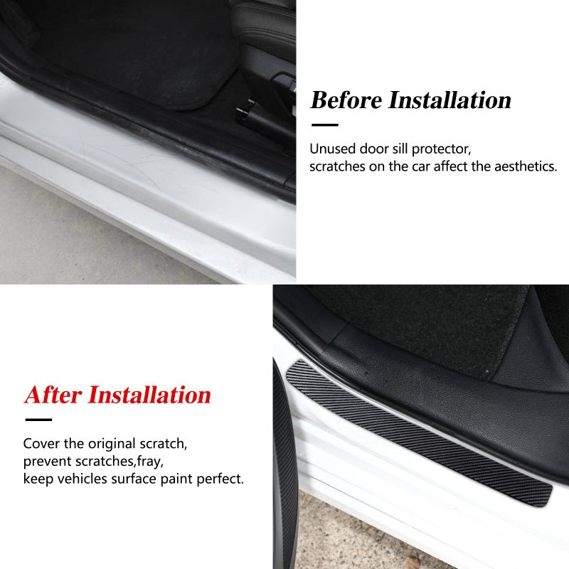 Ruautumn No Adhesive Magnetic Car Door Sill Protector, Anti-Scratch Carbon Fiber Door Entry Guard, Universal Door Threshold Protector Cover Fits for Most Cars(Carbon Fiber Black) - Image 2