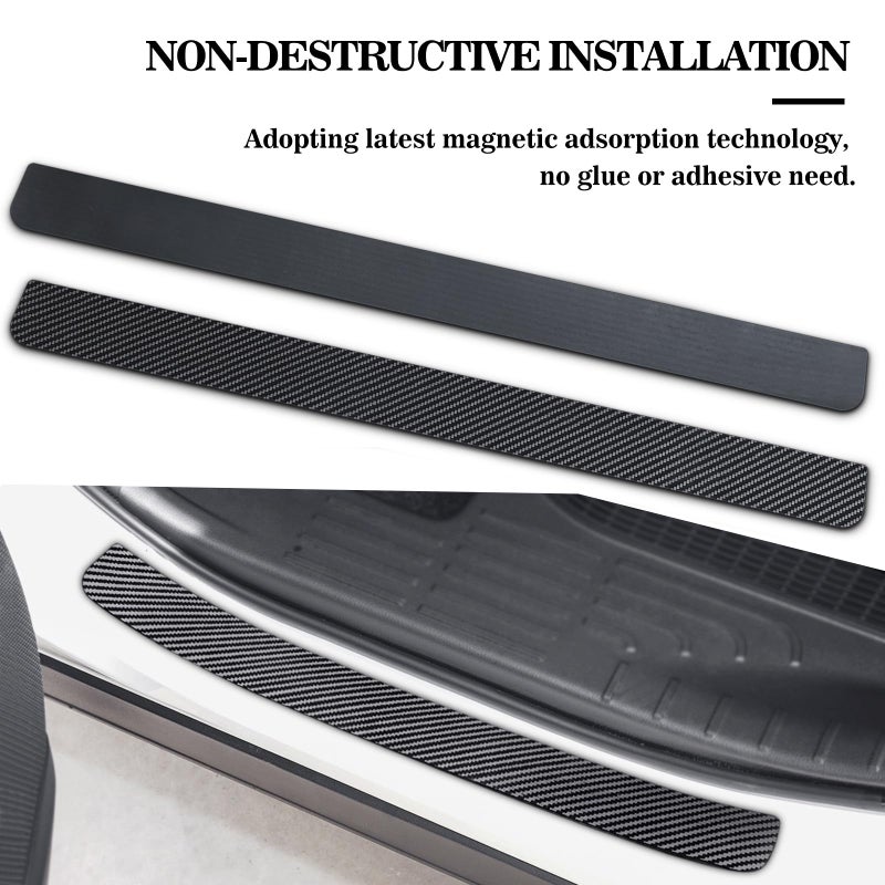 Ruautumn No Adhesive Magnetic Car Door Sill Protector, Anti-Scratch Carbon Fiber Door Entry Guard, Universal Door Threshold Protector Cover Fits for Most Cars(Carbon Fiber Black) - Image 5
