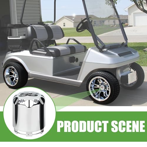 10L0L Universal Golf Cart SS Wheel Center Cap Cover for Yamaha, EZGO, Club Car, 4 PCS (Chrome) - Image 3