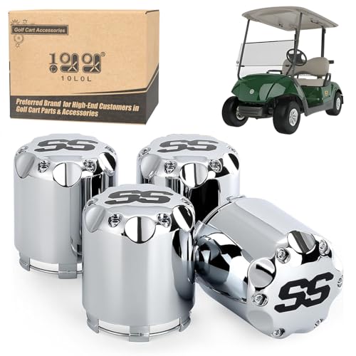 10L0L Universal Golf Cart SS Wheel Center Cap Cover for Yamaha, EZGO, Club Car, 4 PCS (Chrome) - Image 1