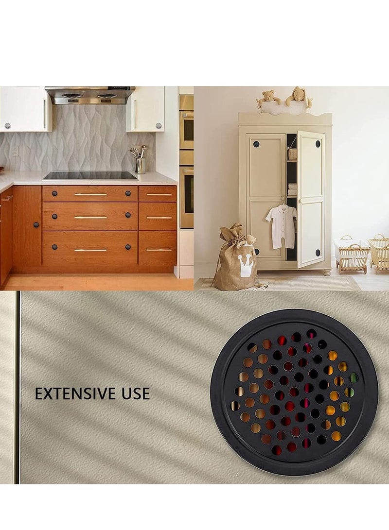 Excefore Round Ventilation Grilles Air Vent Covers, Circle Moisture Proof Ventilation Holes, 12 Pcs Mesh Hole Stainless Steel Air Vent Cover, for Bathroom Kitchen Cupboard Wardrobe Black  - Image 4