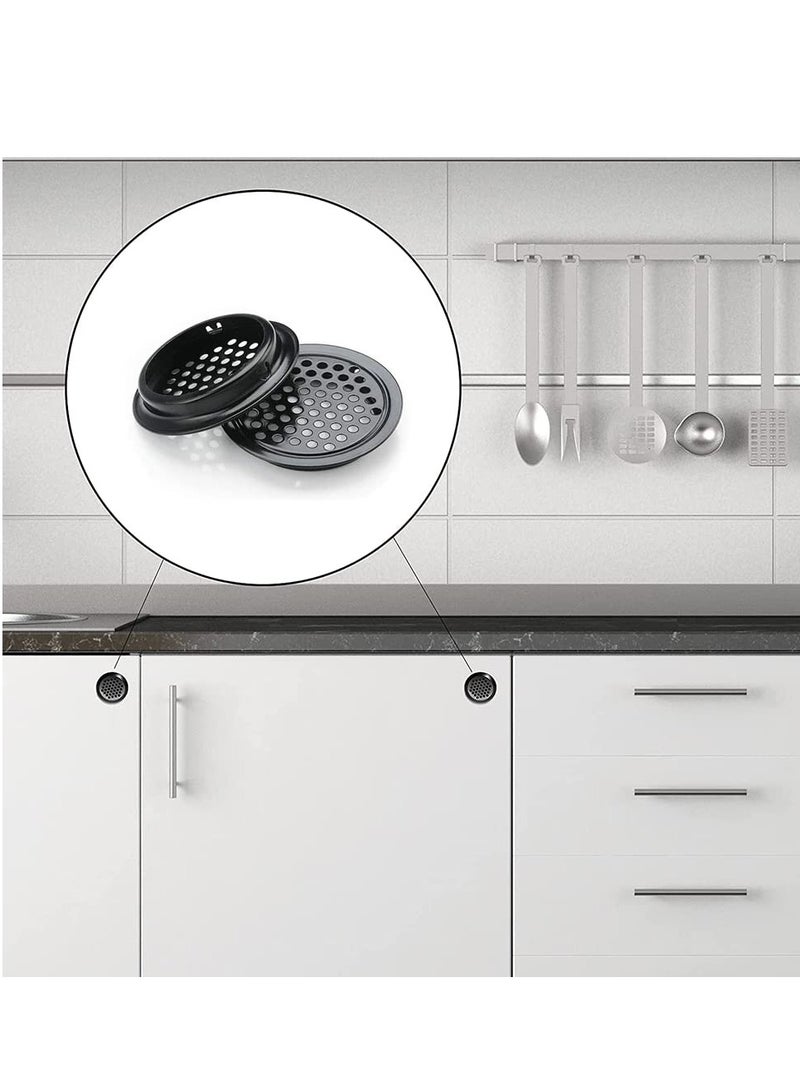 Excefore Round Ventilation Grilles Air Vent Covers, Circle Moisture Proof Ventilation Holes, 12 Pcs Mesh Hole Stainless Steel Air Vent Cover, for Bathroom Kitchen Cupboard Wardrobe Black  - Image 2