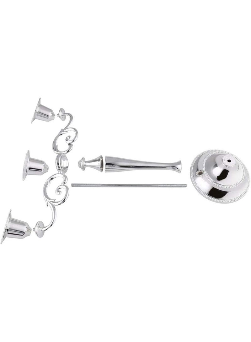 3 Arms Metal Candelabra, European Retro Elegant Candle Holder, 10.6 Inch Tall Candlestick Centerpiece Pillar Candle Stand for Wedding, Dining Table, Halloween Christmas Party, Home Decoration ,Silver - Image 3
