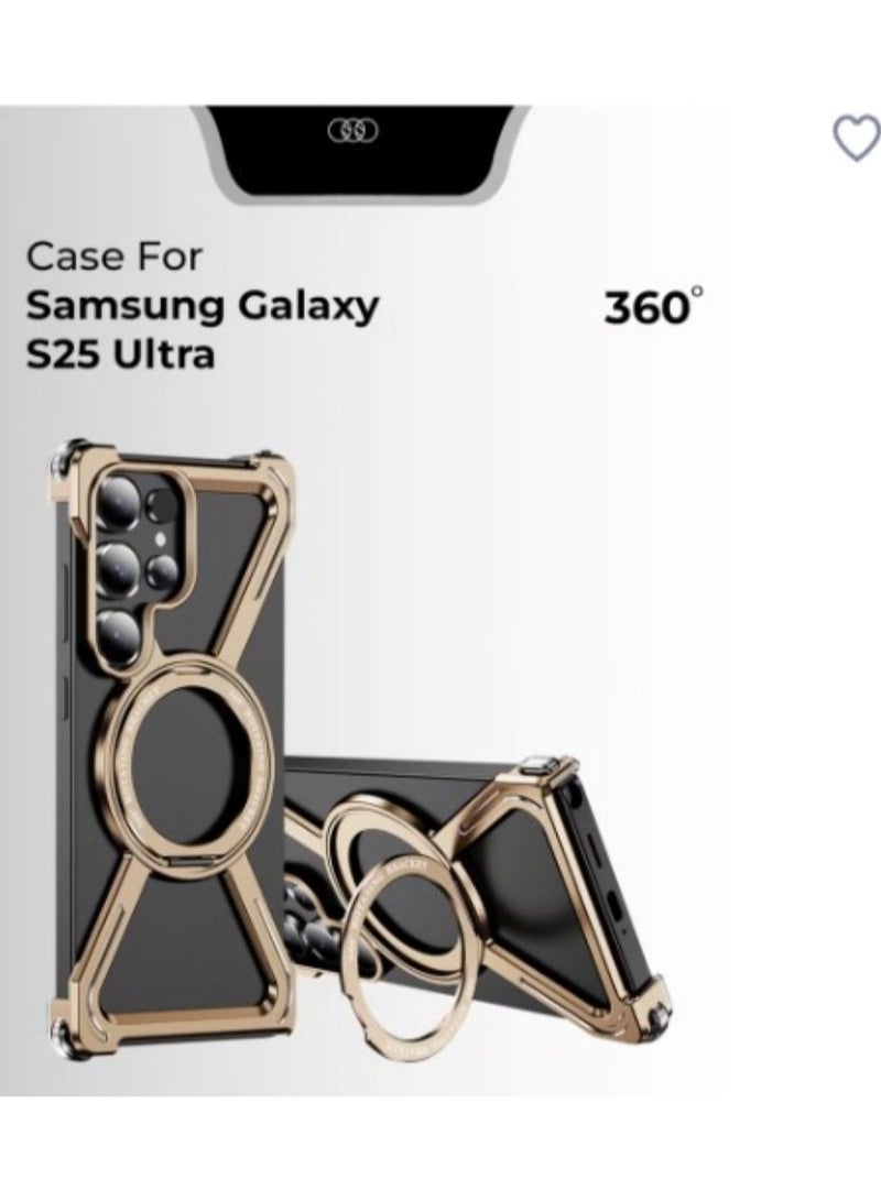 Borderless Aluminum Case for Samsung Galaxy S25 Ultra Titanium Pinkgold : Featuring 360° Rotating - Image 1