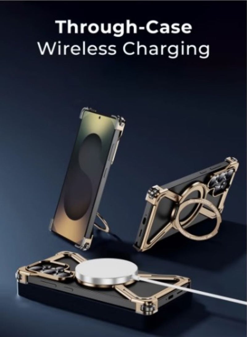 Borderless Aluminum Case for Samsung Galaxy S25 Ultra Titanium Pinkgold : Featuring 360° Rotating - Image 4