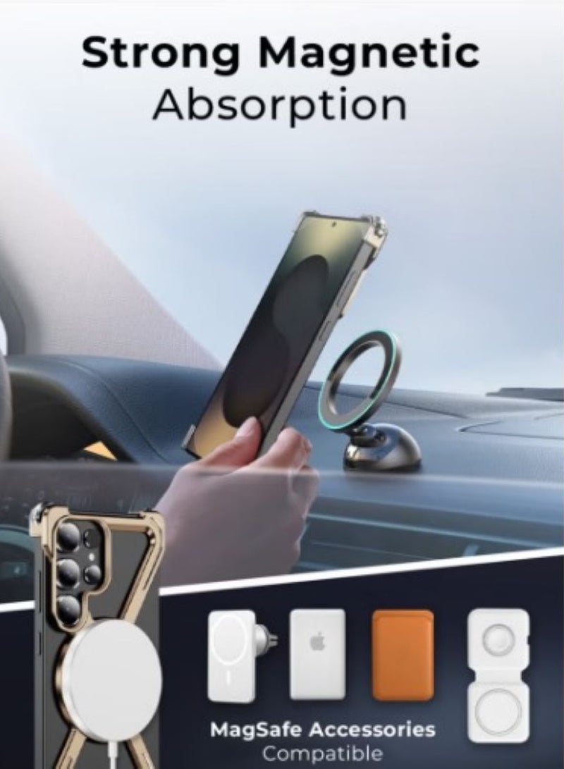 Borderless Aluminum Case for Samsung Galaxy S25 Ultra Titanium Pinkgold : Featuring 360° Rotating - Image 5