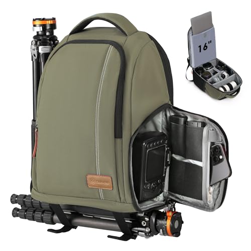 TARION Large Camera Backpacks for Photographers - Waterproof Camera Bag Photography backpack with 15.6" Laptop Compartment Rain Cover Side Access Tripod Holder(TB04 Green) - Image 1