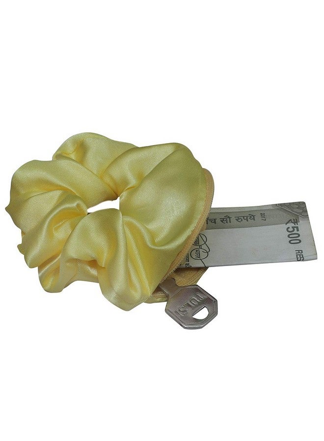 Nnr Satin Silk Scrunchies With Secret Zip Pocket Rubber Band For Girls And Women, Pack Of 3 Pcs - Multicolor 3 - Image 2