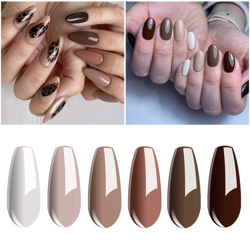 Vishine Gel Nail Polish Set of 6 Nude Beige Colors UV LED Soak Off Gel Nail Polish Set Nail Art Gift Starter Kit 8ml - Image 2