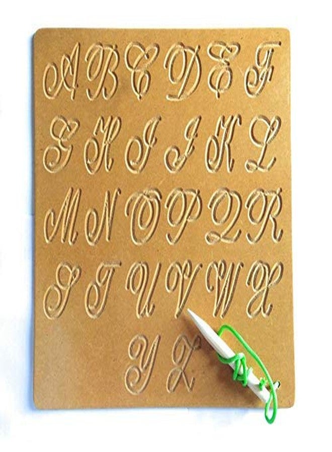 JOY LAND JOYLAND?? Capital Numbers Hindi Varnmala Writing Practice Wooden Tracing Boards Educational Toys for Kids with Dummy Pencil | Smat Kids | Knowledge for Kids | Letter Educational Slate | Learning Board for Baby (Capital Cursive) - Image 5