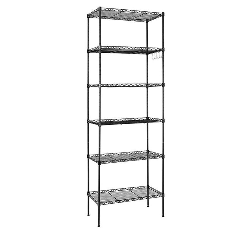 STORACK STORACK Height Adjustable 6Shelf Heavy Duty Rack Black Steel Black Coated Chrome Finish Tiered Shelf Free Standing 30X14X72 inch  - Image 1