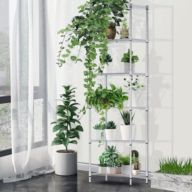 STORACK STORACK Height Adjustable 6Shelf Heavy Duty Rack Black Steel Black Coated Chrome Finish Tiered Shelf Free Standing 30X14X72 inch  - Image 2