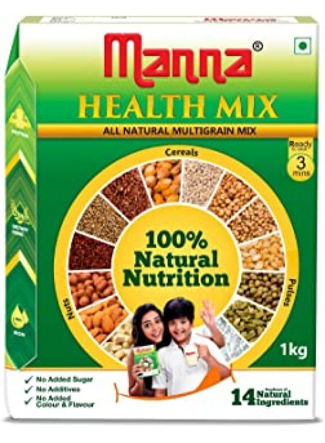 Horlicks Manna Health Mix 1kg | 100% Natural Multigrain Nutrition Drink for Kids | Multi Millet Health Drink Mix Powder | 14 Natural Ingredients | Millets, Nuts, Cereals & Pulses | Sathu maavu | Porridge Mix  - Image 2