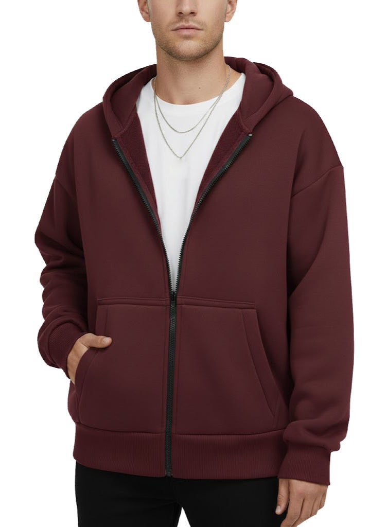 Zipper Hooded Sweatshirt Jacket - Image 1