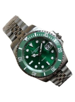 Chairman GENEVE Chairman Men's Stainless steel Watch, 40mm Diameter, Water Resistant, Green Bezel,Green Dial with Date 