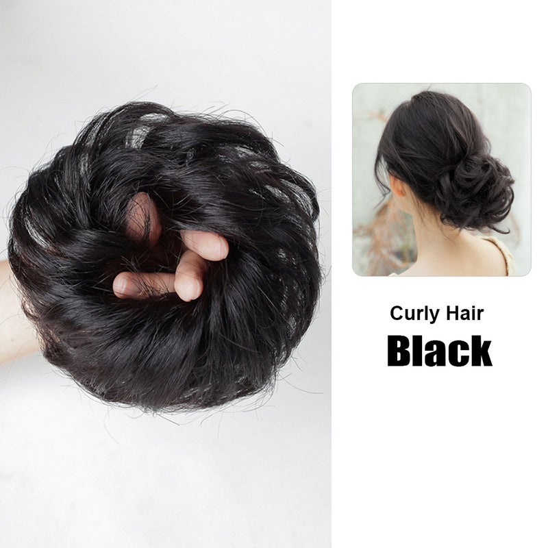 Messy Bun Hair Extensions: Dark Brown Straight Heat-resistant Synthetic Hair - Soft Natural Gloss Elastic Hairpiece for Daily Wear Prom Party Wedding - Image 2