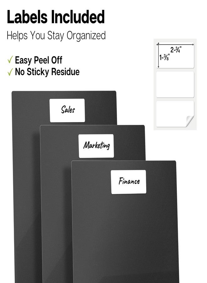 Dunwell Plastic Folders with Pockets (Black, 3 Pack), 2 Pocket Poly Folders for School, Home or Office, Durable Acid-Free Poly, Includes Removable Adhesive Labels - Image 4