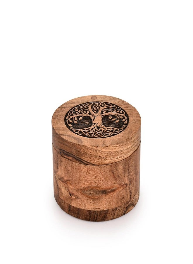 Kaizen Casa Spice Cellar Acacia Wood Wooden Salt Pinch Bowls | Wood Salt Pepper Keeper, Spice Bowls for Cooking,Sugar Holder for Kitchen (3.5" X 3.5" X 2.5") - Image 2