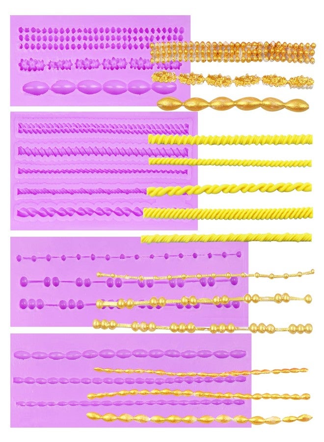 acvcatto Baroque Cake Border Silicone Molds Bead Hemp Rope Relief Fondant Molds Cake Decoration Chocolate Molds for Birthday Wedding Kitchen Baking Cupcake Topper Candy Sugar Craft Clay - Image 1