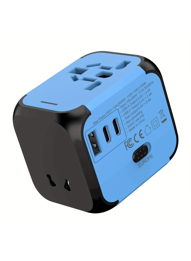 FUDIYA Global Power Plug Converter Travel Adapter - 2500W, with Type C Plug, Compact and Lightweight Design, Suitable for the US, UK, EU, Australia - Ideal Choice for Business Trips and Vacations, International Travel Adapter - Image 1