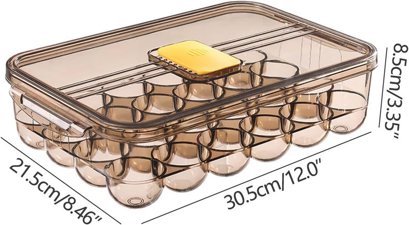 comfrt Egg Holder Storage Box Drawer, Egg Tray Fridge Organizer for Household, BPA Free Clear Egg Tray with Lid PET Plastic Refrigerator Egg Storage Container 24 Eggs Gray - Image 2