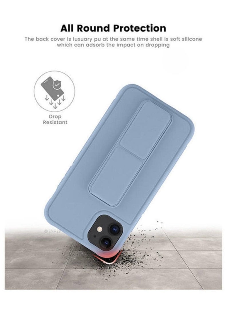 3-in-1 Magnetic Wrist Strap Hand Grip with Stand Case Cover for Apple iPhone 12 Sky Blue - Image 2