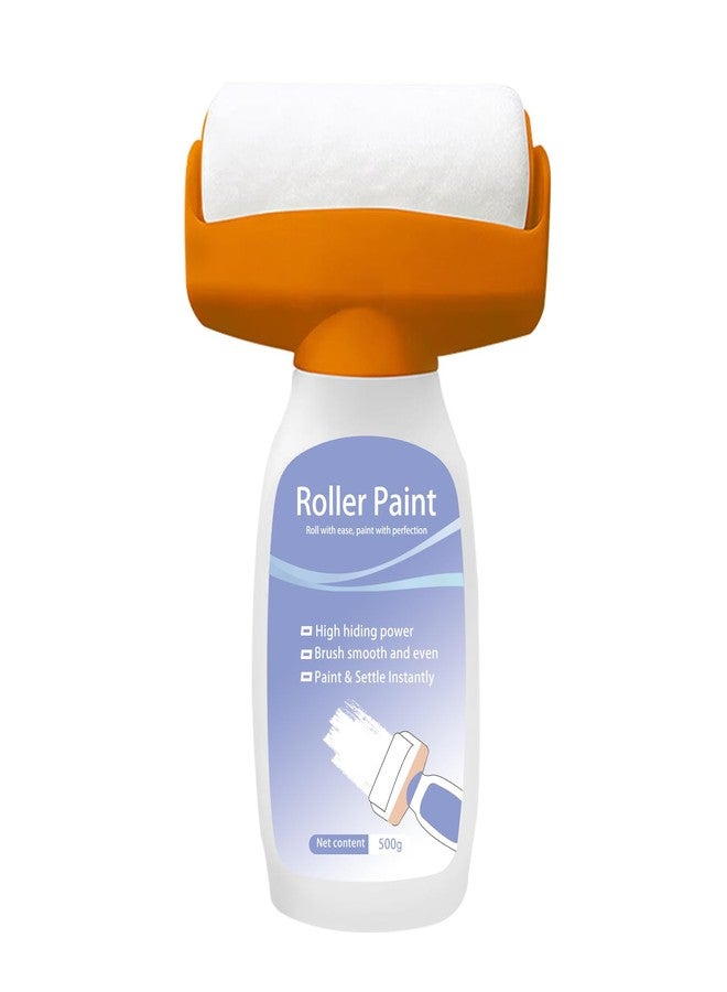 JAJADO 17oz/500g White Wall Paint with Roller Brush for Wall Touch up Ceiling, Wall Repair Kit for Flat, Remove Stains, Scratches, Water-Based, Ready to Use (17oz White Paint + Roller) - Image 1