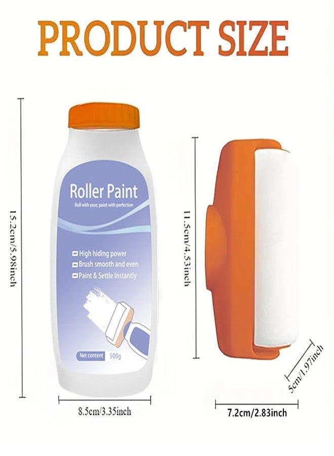 JAJADO 17oz/500g White Wall Paint with Roller Brush for Wall Touch up Ceiling, Wall Repair Kit for Flat, Remove Stains, Scratches, Water-Based, Ready to Use (17oz White Paint + Roller) - Image 3