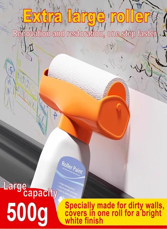 JAJADO 17oz/500g White Wall Paint with Roller Brush for Wall Touch up Ceiling, Wall Repair Kit for Flat, Remove Stains, Scratches, Water-Based, Ready to Use (17oz White Paint + Roller) - Image 4