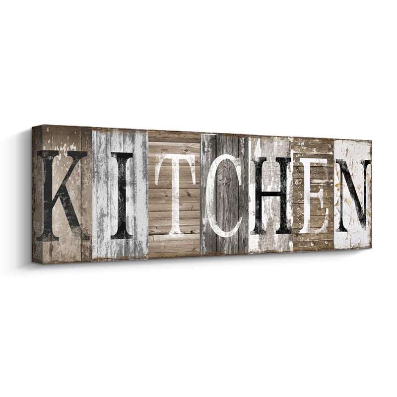 Pinetree Art Rustic Farmhouse Kitchen Decor Wall Sign with Solid Wood Inner Frame (23.6 x 7.9 inch) - Image 1